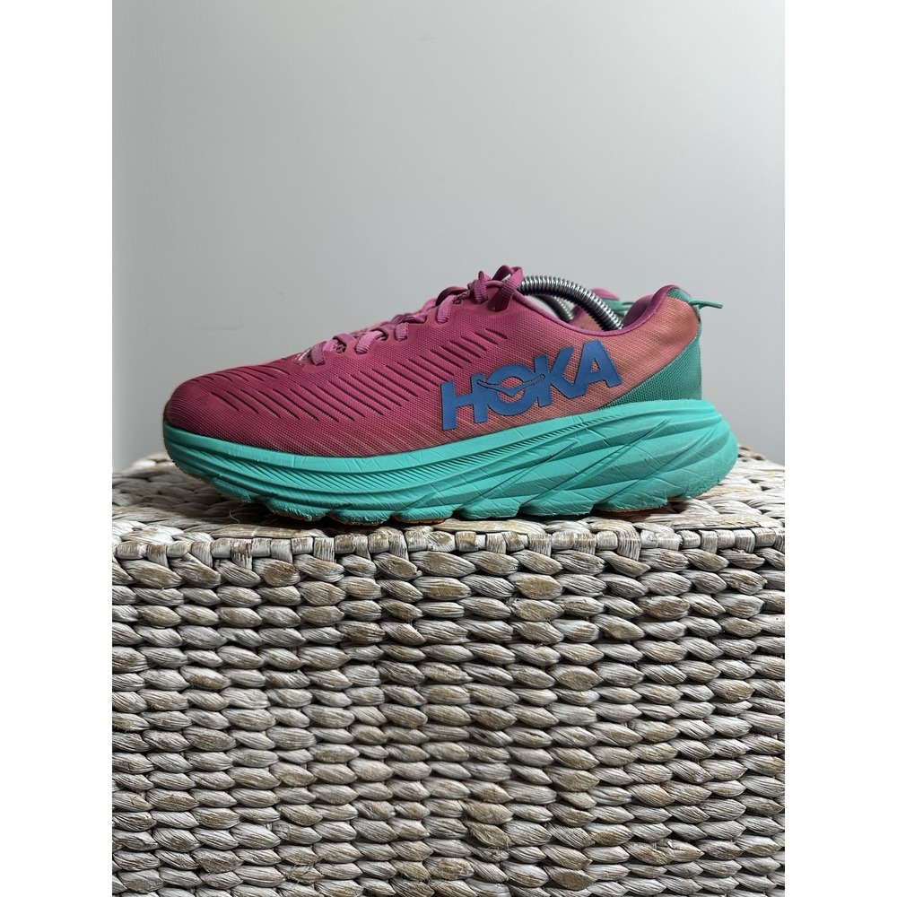 Hoka One One Women Rincon 3 Shoes Pink Blue Sneakers 1119396PPAT Size 7.5B - Picture 4 of 8